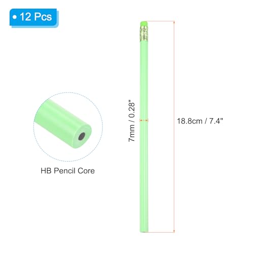 PATIKIL Round Pencils, 12 Pcs Triangle HB Graphite Pencil Wooden Pencils with Eraser for Classroom Office Writing Drawing Supplies, Green - color: Oilve Green