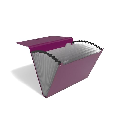 TRU RED Reinforced Plastic Accordion File, 13‑Pocket Expanding Organizer, Letter Size, Purple – 3/Pack