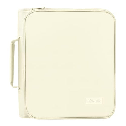 SUNEE Zippered Binder Bag with Handle, 2-Inch 3-Ring O-Ring, 500-Sheet Capacity, Includes Zip Pocket, 5-Tab Expanding File Folder, Multi-Pocket Organizer Binder for Middle School, Soft Beige - color: Soft Beige