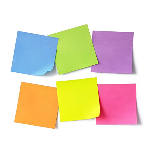 Sticky Notes 3x3 Self-Stick Notes Pads with 6 Bright Colors, Easy to Post for Office, Shool, Home, 6 Pads/Pack, 100 Sheets/Pad(Standard) - color: Standard