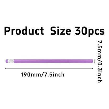 pson 30Pcs HB Graphite Pencils with Erasers, Unsharpened Round Triangular Grip Pencils for School, Office, Drawing, Sketching, and Writing(Purple) - color: Purple