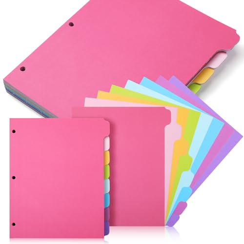Harloon 30 Set 30 Set 3 Ring Binder Dividers with 8 Tabs, 1/8 Cut Tab Divider 3 Hole Punch 8.5 x 11 Inch Blank Index Binder Bulk 230 GSM Heavyweight Paper for School Class Office Home (Bright Colors) - size: Bright Colors
