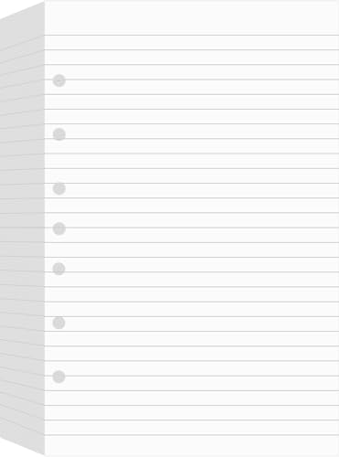 Lined Filler Paper for 3-Ring or 7-Ring Mini Binders 5.5"x8.5", 300 Sheets College Ruled, 7-Hole, White