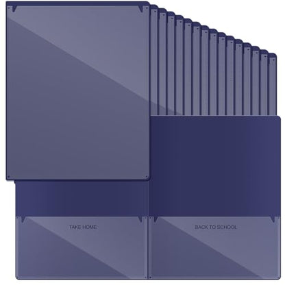 Henoyso 72 Pcs Plastic Take Home Folders with 2 Pockets Parent Teacher Classroom Communication Homework Folder for Students Parent Teacher Connect (Navy Blue) - color: Navy Blue