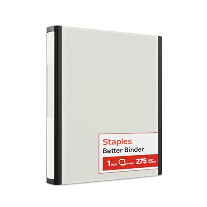 Staples Heavy-Duty 1-Inch D-Ring Binder, White – Large View 3-Ring Binder, Holds Up to 275 Sheets for School & Office - color: White, size: 1-Inch, style: 1 Pack
