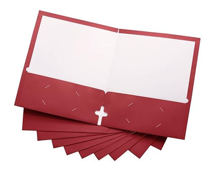 10 Pack Two Pocket Folders, Red, Strong Thick Paper Folders, for Letter Size, by ACTIVITYya - color: Red