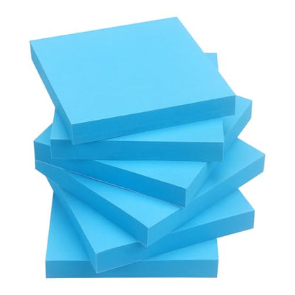 Sticky Notes 3x3 Self-Stick Notes Pads with 6 Bright Colors, Easy to Post for Office, Shool, Home, 6 Pads/Pack, 100 Sheets/Pad (Blue) - color: Blue