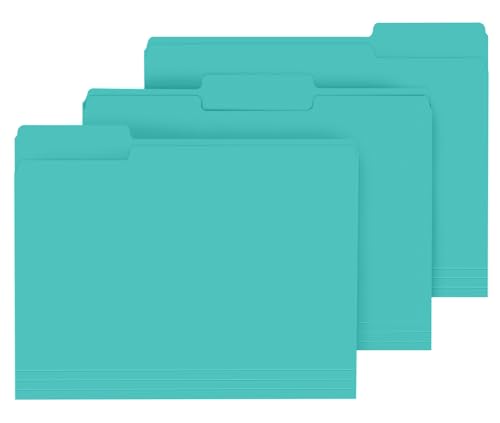 File Folder, PANDRI 120 Pack File Folder, 1/3 Cut Tab, Letter Size, Filing Folder for Office School Business, Aqua - color: Aqua