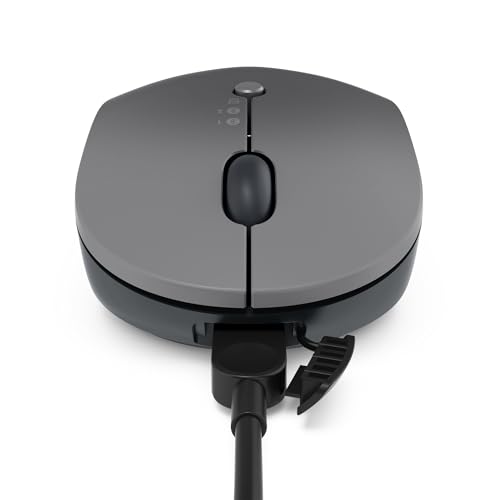 Lenovo Go Multi-Device Wireless Mouse, 2.4GHz Nano USB-C Receiver, Bluetooth, Adjustable DPI, USB-C Rechargeable Battery, Qi Wireless Charging, Ambidextrous, GY51C21211, Grey - color: Grey