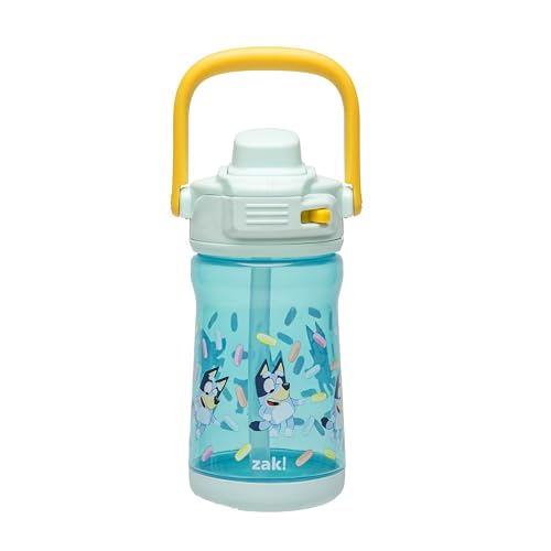 Zak Designs Bluey Beacon Kids Water Bottle for Travel or At Home, 12oz Plastic is Durable and Leak-Proof with Liquid Lock Spout, Cover, Carry Handle, Protective Base (Bluey) - color: Bluey