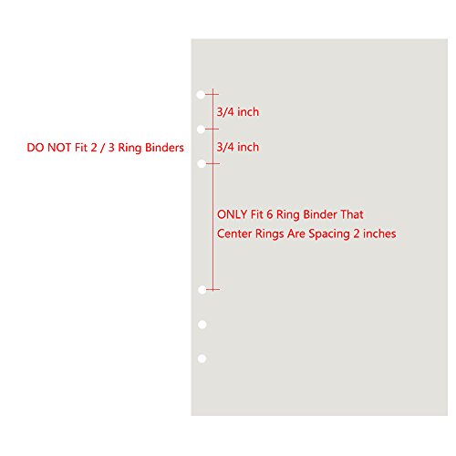 6-Ring A6 Binder/Planner Refill Paper, 6 Hole,6 3/4 x 4 1/8 Inches Refillable White Paper for Loose Leaf Binder Notebook Diary Traveler Journal Inserts, 80 Sheets/160 Pages,Lined