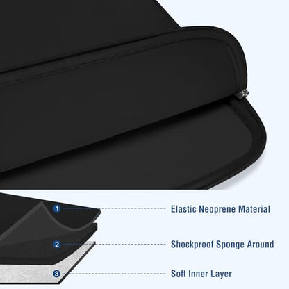 MOSISO 13.3 inch Laptop Case, 13-13.3 inch Laptop Sleeve Compatible with MacBook Neo/Air/Pro 13 inch with A18/M5/M4/M3/M2/M1 Chip 2026-2016, Neoprene Carrying Computer Bag with Curved Pocket, Black