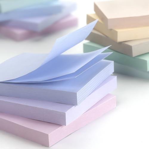 Sticky Notes 3x3 inch, 8 Pads, Pastel Colors Self-Stick Pads, Self-Adhesive Sticky Notes, 8 Pads/Pack, 80 Sheets/Pad, Total 640 Sheets - color: 8 Pads 3x3 in Pastel Colors Sticky Notes