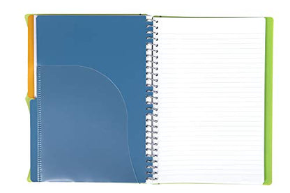 Mintra Office Durable PREMIUM Spiral Notebook, ((Green, 2 Subject (6in x 9.5in)), Wire, Fabric Covered Coils, No Snags, Removable Adjustable Pocket Dividers, Ruler, Organization, Customizable - color: Green, size: 2 Subject (6in x 9.5in)