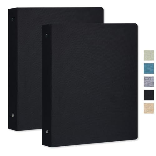 3 Ring Binder 1 Inch, Linen Binder for 8.5" x 11" Paper - Professional Planner with 2 Interior Pockets for School, Office, and Home Organization - color: Black, size: 2 Pack