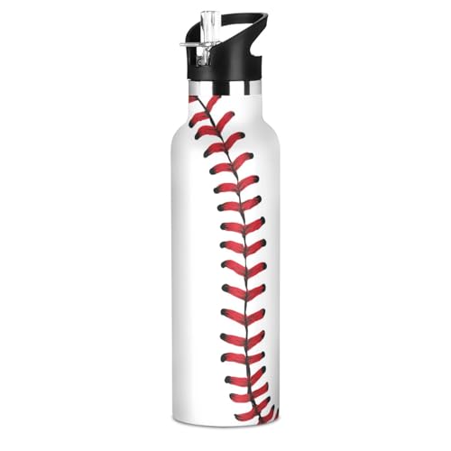 Kids Sport Water Bottle A Laces Of A Baseball 20 oz Stainless Steel Cup Insulated Water Flask Travel Mug for Gym Travel School - color: Baseball