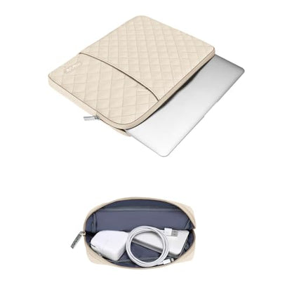 MOSISO Laptop Case 15 inch, 15 inch Laptop Sleeve Compatible with MacBook Air M4 M3 M2 2025 2024 2023, Dell XPS Plus, Square Quilted Vertical Computer Bag with Pocket&Small Case, Sand - color: Sand, size: 15 inch