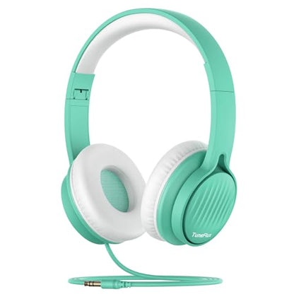 TuneFlux Upgraded Kids Headphones, Wired Toddler Headsets, 85dB Limited Volume On Ear Headphones, Portable Foldable Design, Stereo Sound Kids Headsets for School/Tablet/Travel-Green - color: Green
