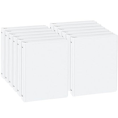 CIXILDTS 0.5-inch Round Ring Binder, Durable 1/2" 3 Ring Binder Fit Letter Size Paper, Presentation View Binders, White,12-Pack - color: White, size: 0.5", style: 12-Pack