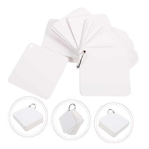 1set Blank Flash Cards Rings Single Hole Punched Notecards for Studying Note Taking Diy Projects and Games Smooth Surface for Easy Writing and - size: 7.80X7.80X0.01CM
