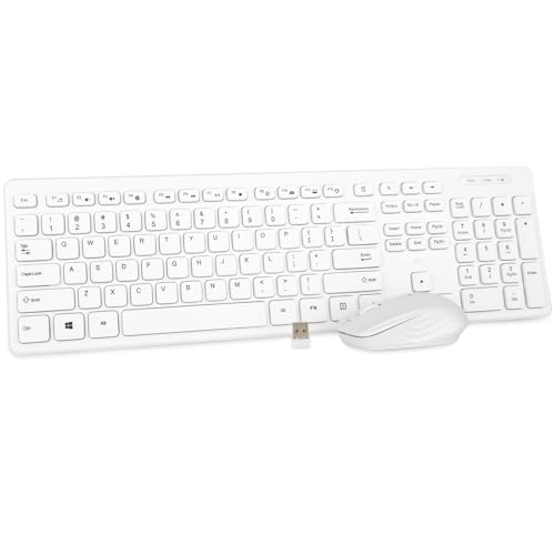 Wireless Keyboard and Mouse Combo - Rii Standard Office PC Keyboard and Optical Wireless Mice (White) - color: WHITE
