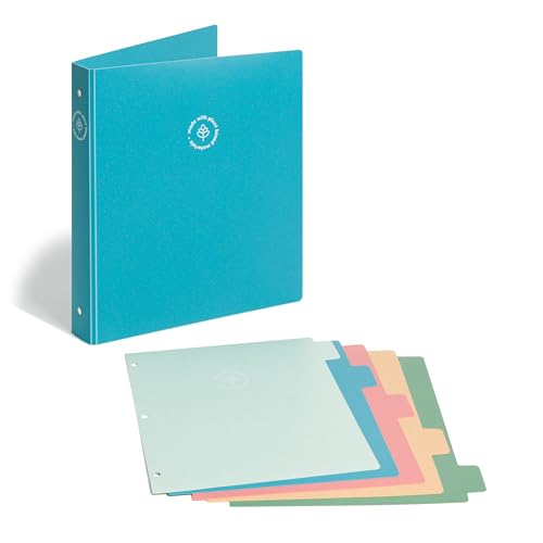 U Brands U-Eco Poly 1" Binder + 5 Tab Divider Set, 8.5'' x 11'', Ocean, Two-Pockets, Letter Size (6598U01-12) - color: Ocean Blue