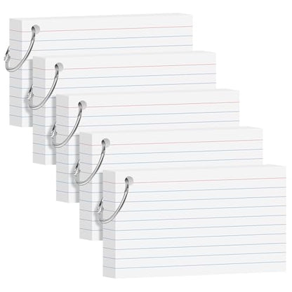 White Index Cards 3x5 Inch Flash Cards with Ring Lined Flashcards Heavyweight Note Cards for Studying School Supplies College, 200 Count - color: White, size: 3x5