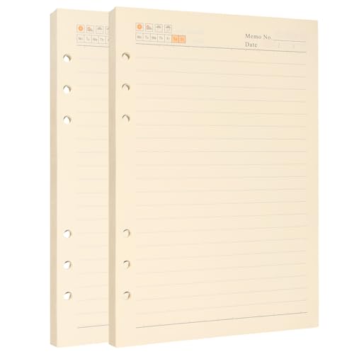 A5 Binder Refill Paper, 6-Hole Cornell Ruled, 160 Sheets No Bleed | 160 Sheets/320 Pages, Cornell Note Taking System, College Ruled, Thick No Bleed Paper, A5 6-Ring Binder Planner Inserts - style: Ruled Lined Paper
