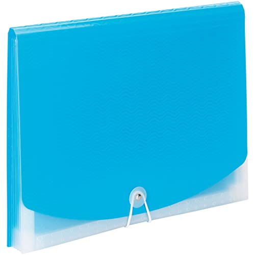 Smead Poly Expanding File, 6 Dividers, Flap and Cord Closure, Letter Size, Wave Pattern Teal/Clear (70873) - color: Teal/Clear, size: Letter
