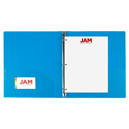 JAM PAPER Plastic 0.5 inch Binder - Blue 3 Ring Binder - Sold Individually - color: Blue, size: 0.5 inch