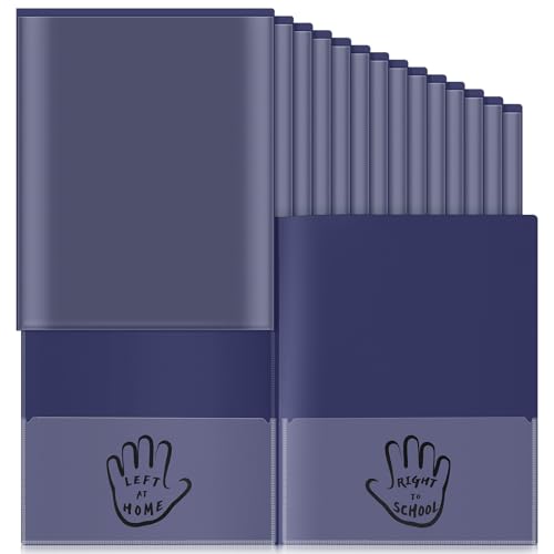 Henoyso 24 Pcs School to Home Folder with Pocket Plastic Heavy Duty Clipboard Folder with Clear Front Pocket Homework Take Home Folders for School Students Parent Teacher Communication (Navy Blue) - color: Navy Blue