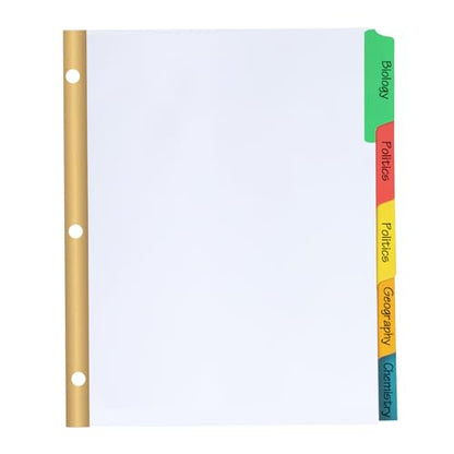 Binder Divider, PANDRI 120 Pack Binder Index Dividers with 5 Tabs,Letter Size Paper Binder Divider for School Office Home Business,White
