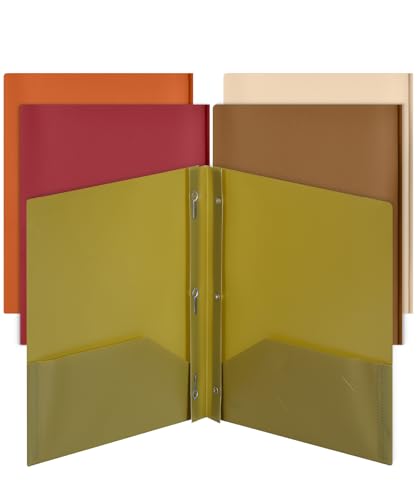 Mr. Pen- Plastic Folders with Pockets and Prongs, 5 Pack, Letter Size | Autumn Earth Colors, Flexible Plastic Folders with Prongs - color: Autumn Earth Colors, size: 5 Pack