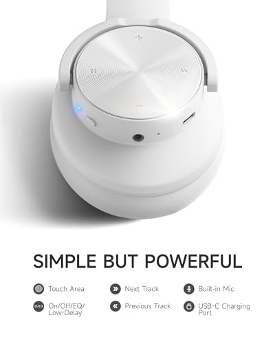 Picun B8 Bluetooth Headphones, 120 Hours Headphone Wireless Bluetooth, Hands-Free Calls, 3EQ & Game Mode, Foldable Headphones Over Ear for Travel Home Office Cellphone PC White - color: White