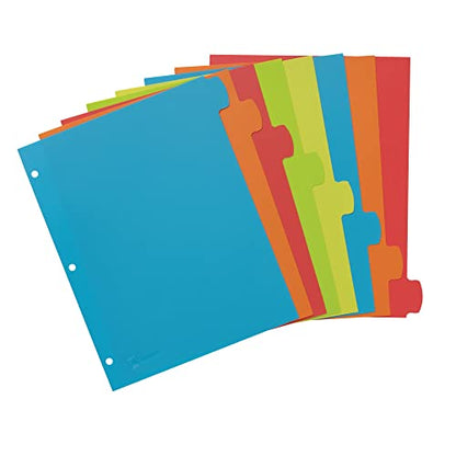 Avery Big Tab Write & Erase Durable Plastic Dividers for 3 Ring Binders, 8-Tab Sets, Bright Multicolor, 24 Sets, 192 Divider Tabs (16130) - size: 8 tab, style: 24 Sets