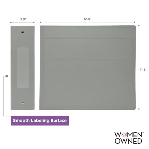 Carstens 4-Inch Heavy Duty 3-Ring Binder - Side Opening, Ash Gray, Durable Plastic, Precision No-Gap Rings, Waterproof Cover, No Pockets, Holds 600 Letter Sheets, BPA-Free, Made in USA (1842-3R) - color: Gray, size: Individual