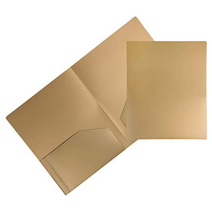 JAM PAPER Heavy Duty Plastic 2 Pocket Extra Tough School Folders - Gold - 6/Pack - color: Gold, size: 6 Per Pack