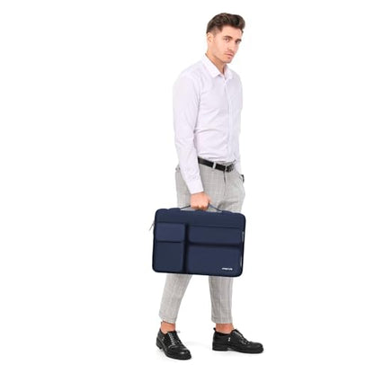 MOSISO 360 Protective Laptop Case 16 inch,15-15.6 inch Laptop Sleeve | Compatible with MacBook Pro 16,HP Acer Dell Lenovo ASUS,Side Open Bag with 2 Raised&1 Flapover Pockets, Navy Blue - color: Navy Blue, size: 16 inch