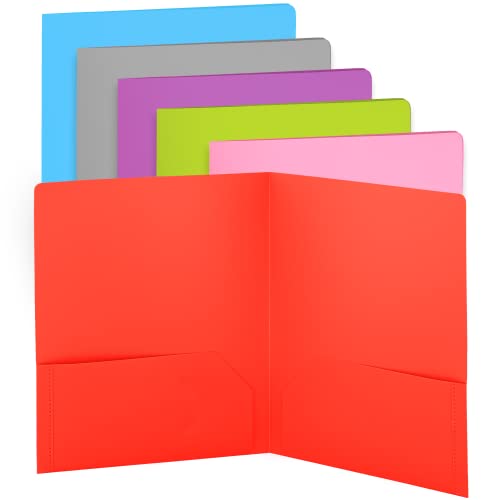 Folders with 2 Pockets Red, Colored Plastic File School Folder Letter Size, Heavy Duty Poly Portfolio Folder with Two-Pockets, Also Available in Purple, Green, Blue, Pink, and Grey, 8 Pc - By Enday - color: Red, size: 8