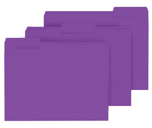File Folder, PANDRI 120 Pack File Folder, 1/3 Cut Tab, Letter Size, Filing Folder for Office School Business, Purple - color: Purple