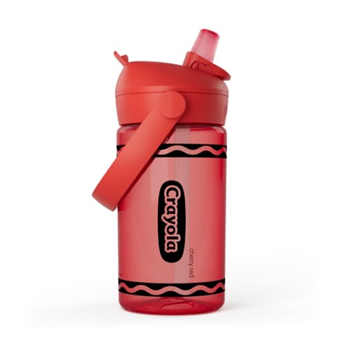 CamelBak Crayola Flip Straw Kids Water Bottle with Bite Valve, Tritan Renew Design for School and Everyday Use, 14oz, Cherry Red - color: Cherry Red