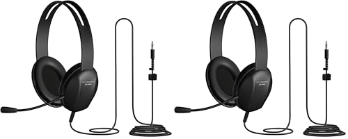 Cyber Acoustics Stereo PC Headset (AC-4000), 3.5mm Connection, Noise Canceling Microphone for PC, Mac and, Tablets, Perfect for Classroom or Home (Pack of 2) - size: 1 Unit (Pack of 2)