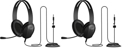 Cyber Acoustics Stereo PC Headset (AC-4000), 3.5mm Connection, Noise Canceling Microphone for PC, Mac and, Tablets, Perfect for Classroom or Home (Pack of 2) - size: 1 Unit (Pack of 2)