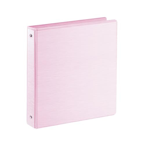 SUIN 1 Inch 3 Ring Binder, Clear 1'' View Presentation Binders with 2 Pockets, Fits 8.5 x 11 Letter Size, Durable Polypropylene, Non-Stick & PVC-Free for School, Office & Home (Brushed Peach Pink) - color: Brushed Peach Pink