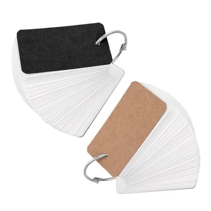 400-100 Sheets Kraft Paper Index Cards Portable Flash Cards With Ring Binder Study Memo Notecards For School Learning Supplies(Mixed-200Sheets) - color: Mixed-200Sheets