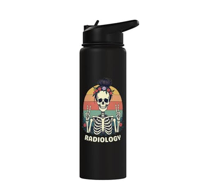 Funny Radiology Student Graduation Xray Technician Men Women Stainless Steel Insulated Water Bottle - color: Black