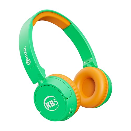 Contixo KB-5 Kids Headphones - Over The Ear Foldable Bluetooth Wireless Headphone for Kids - 85dB with Volume Limited - Toddler Headphones for Boys and Girls (Green+Orange) - color: Green