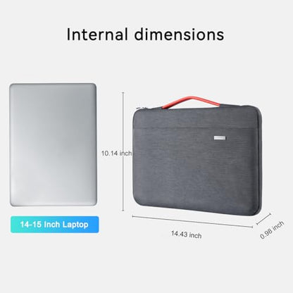 LANDICI 360°Laptop Sleeve Case 14 15 Inch Compatible with MacBook Air 15 M2/M3/M4 2022-2025, MacBook Pro 15, Hp chromebook 14, Waterproof Computer Bag Cover with Handle, Grey - color: Grey, size: 14-15 inch