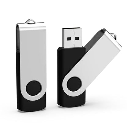 Aiibe 32GB USB Flash Drive 2 Pack Thumb Drive 32GB Flash Drive USB 2.0 Memory Sticks Swivel Jump Zip Drives (Black) - color: Black 2Pack, size: 32GB