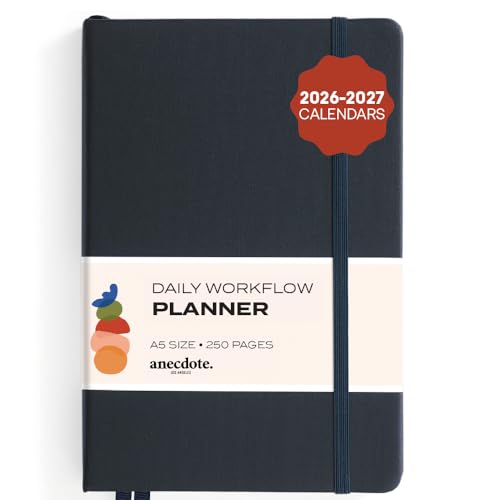 Anecdote Daily Planner w/ 2026-2027 Calendar | Start Anytime 26 Weeks Undated | 1 Page per Day | 8.5" x 5.2" | Hardcover To-Do List Organizer, Plan Your Success, Achieve Productivity Goals (Ink Blue) - color: Ink Blue, size: A5 (5.8'' x 8.3'')